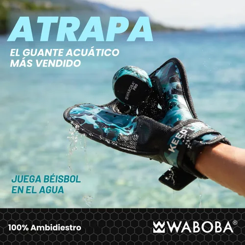 Vista 2 de Waboba Catch Water Gloves Pro - Juego de pelotas rebotadoras de agua, para juegos de playa y juguetes de piscina, 2 manoplas estilo béisbol