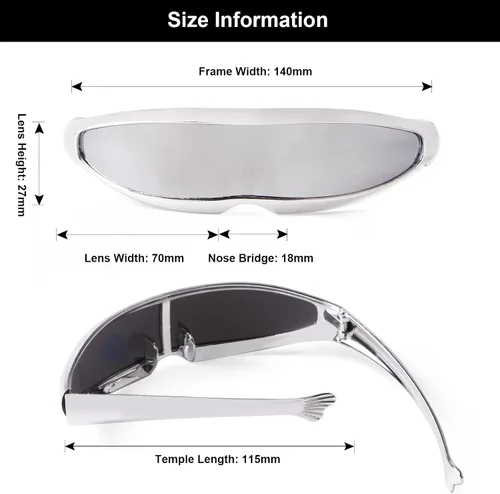 Vista 7 de Gafas de sol estrechas futuristas UV400 Robot Space Costume Color Mirrored Lens Party Rave gafas futuristas