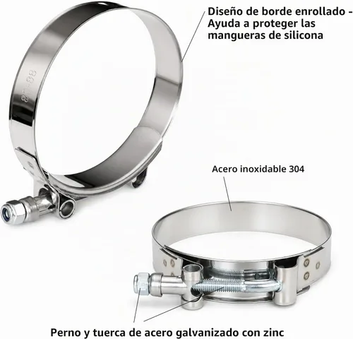 Vista 4 de Ucreative - Acoplador de manguera de silicona recta ID: 2.5" (63mm) de alta temperatura de 4 capas con abrazadera de perno en T