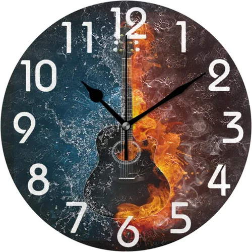 Vista 12 de Naanle Elegante reloj de pared redondo de madera vintage con diseño de girasoles 3D, de 9.5 pulgadas, funciona con pilas, de cuarzo, analógico