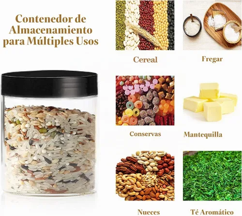Vista 4 de Hajoyful Tarros de plástico con tapas, recipientes vacíos de slime para cosméticos, tarros de comida transparentes para alimentos, tarro redondo