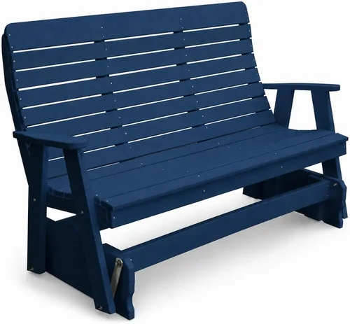 Vista 40 de Amish Made Antique Mahogany 4 ft Outdoor Glider Bench, HDPE Made in USA Fairfax Collection HDPE Poly Lumber Outdoor Glider Bench, All-Weather