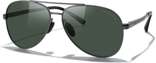 Vista 2 de MERRY'S Lentes de sol de aviador para hombres y mujeres, lentes polarizados para conducir, lentes espejados, protección UV 400, 2.283 in