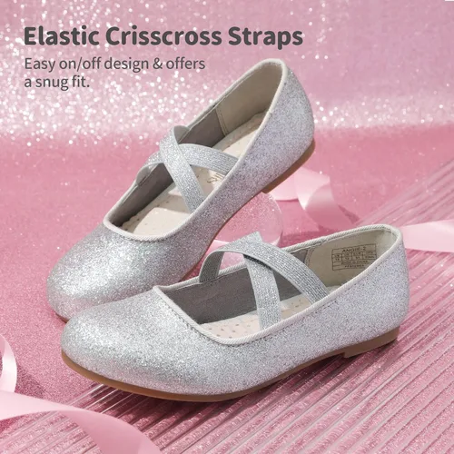Vista 5 de DREAM PAIRS Zapatos de vestir de bailarina Mary Jane para niñas