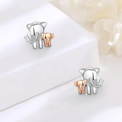 Vista 2 de CELESTIA Collares de elefante de plata Stering para mamá y bebé para mujer, cadena de 18 pulgadas, Plata esterlina, Circonia cúbica