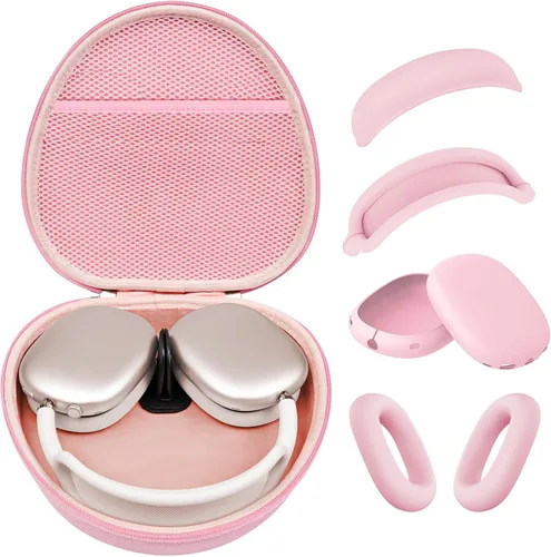 Vista 34 de Funda rígida para AirPods Max con modo de sueño, funda de transporte para auriculares con almohadillas de silicona para AirPods