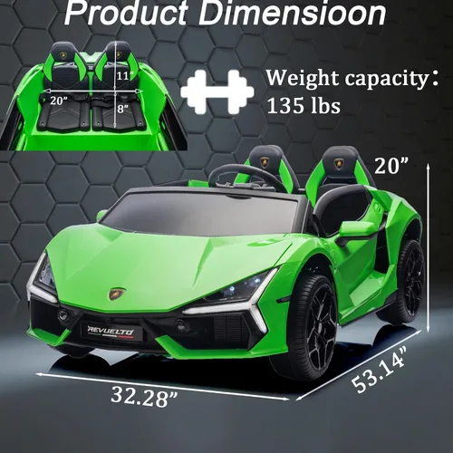 Vista 7 de FINITO Lamborghini - Automóvil eléctrico XXL con licencia de 24 V y 4 WD para niños con control remoto, puertas hidráulicas, luces LED y música