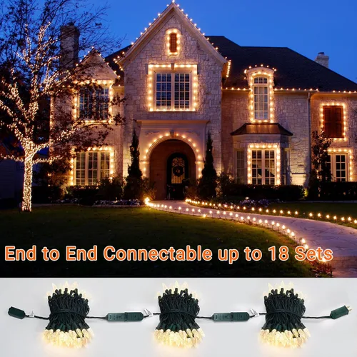 Vista 3 de Brizled Gentle Twinkle C5 - Luces de Navidad de 33 pies, 100 luces LED de Navidad, conectables de 120 V, luz blanca cálida para árbol de Navidad