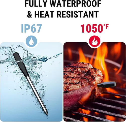 Vista 6 de TempSpike Termómetro digital inalámbrico para carne con aplicación, WiFi y Bluetooth para parrilla de barbacoa con alta precisión, sondas