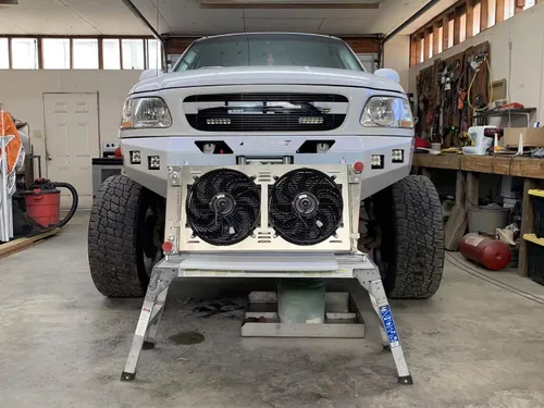 Vista 3 de Radiador para Ford F150 F250 F350 Expedition 4.2 5.4L 4.6L V8, 4 L 4.6L V8, 4 filas de aluminio con núcleo de 4 filas + cubierta / ventilador + kit