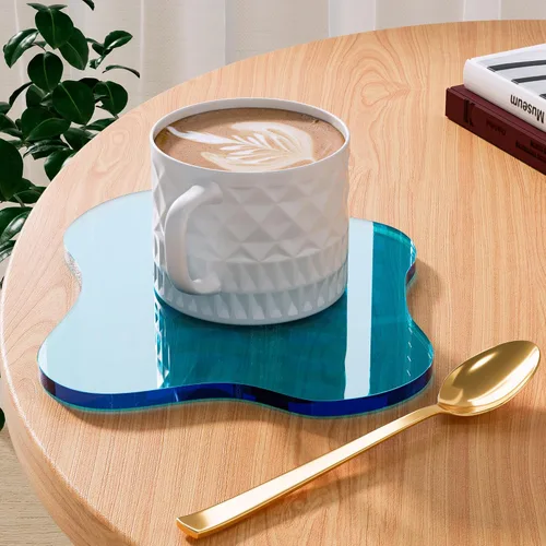 Vista 29 de Posavasos Decorativos de Acrílico, Posavasos Irregulares para Bar y Bebidas, Posavasos para Taza de Café con Forma de Nube Transparente, Perfecto