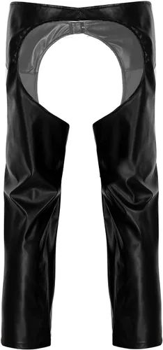 Vista 2 de JanJean Disfraz de vaquero del salvaje oeste para hombre adulto, pantalones sueltos de cuero para motocicleta