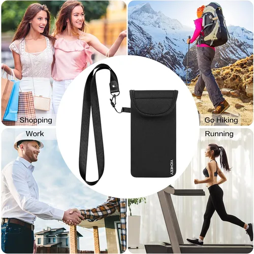Vista 5 de Funda de neopreno para teléfono con clip para cinturón y correa de cordón compatible con iPhone 17 Pro 16e Air XS Max XR/Galaxy S26 S25 S21 FE Note
