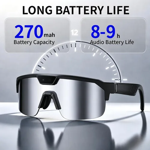 Vista 8 de Lentes inteligentes con inteligencia artificial con cámara, gafas de grabación de video con antivibración, gafas de sol inteligentes con Bluetooth