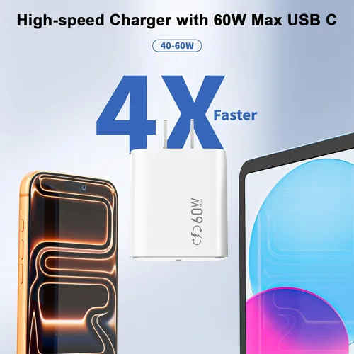 Vista 2 de Bloque de Cargador Rápido para iPhone 17/16, Cargador Dinámico de 40W con Enchufe de Carga de USB C para iPhone de Máximo 60W, Adaptador de Carga