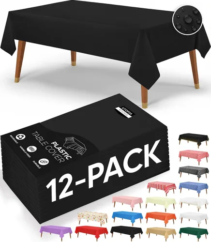 Vista 28 de Utopia Kitchen Mantel de plástico desechable (paquete de 6 unidades, 54 x 108 pulgadas), mantel rectangular negro, impermeable, resistente a