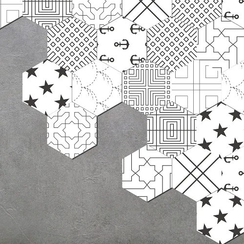 Vista 18 de Alwayspon 10 calcomanías hexagonales antideslizantes para el suelo, para decoración del hogar, despegar y pegar, autoadhesivas, para sala de estar