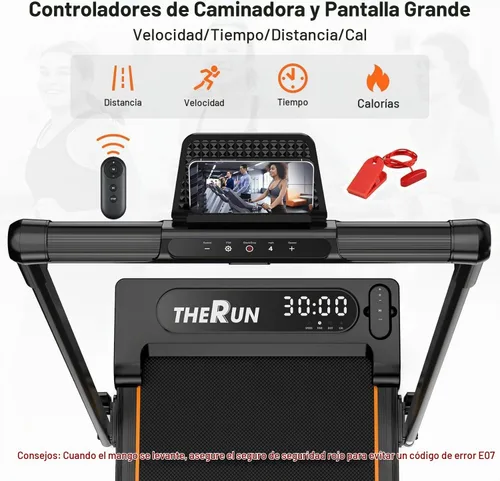 Vista 6 de THERUN Walking Pad with Handle Bar, Compact Under Desk Portable Treadmill