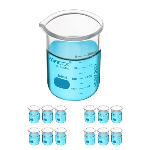 Vista 24 de Vaso de vidrio resistente de 3.4 onzas (3.4 fl oz), 3.3 Griffin de borosilicato de forma baja con graduación impresa, paquete de 4, BKL100-004