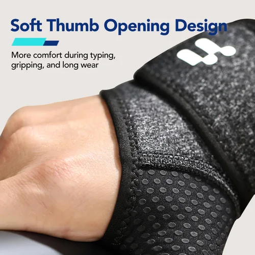 Vista 3 de 2 muñequeras con apertura suave para el pulgar para tendinitis leve del túnel carpiano, esguinces de artritis (no para pulgar), soporte de mano