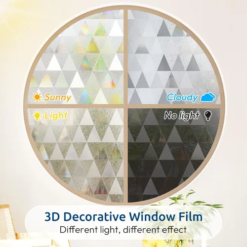 Vista 53 de rabbitgoo - Película de privacidad para ventanas con diseño de arco iris y vidrio manchado, patrón de diamante, calcomanía no adhesiva con tinte