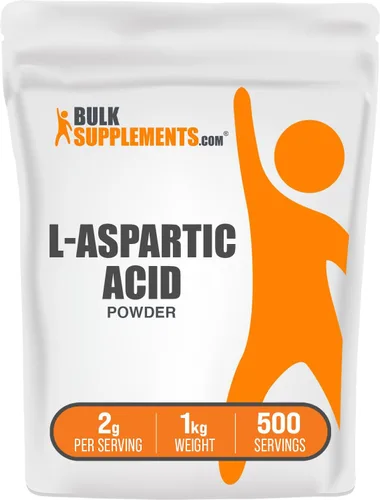 Vista 6 de BulkSupplements. com Polvo de ácido L-aspártico, suplemento de ácido aspártico, suplemento de aminoácidos, sin gluten, 0.07 oz por porción, 17.64 oz