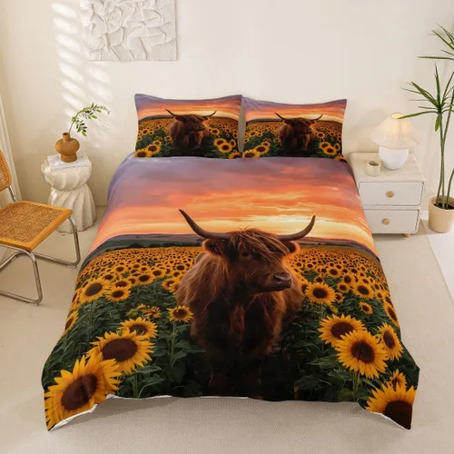 Vista 24 de Lindo juego de ropa de cama con dinosaurios, juego de funda de edredón con dibujos animados de cactus, funda de edredón decorativa, funda de edredón