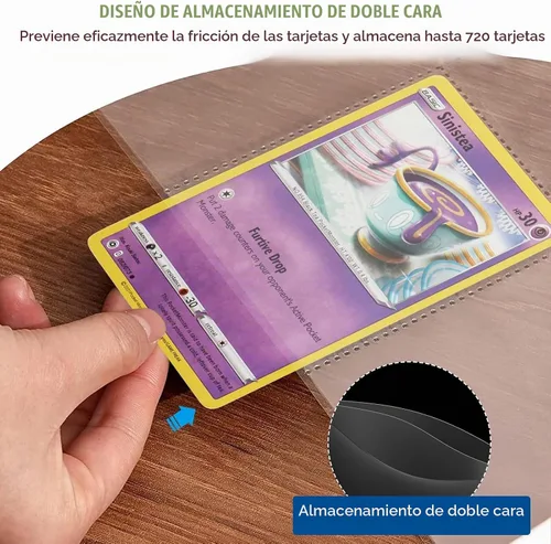 Vista 2 de ABLY 540 bolsillos de doble cara para tarjetas intercambiables, 9 bolsillos, protectores de tarjetas de juego de plástico transparente