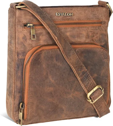 Vista 6 de ESTALON Bolsos cruzados de cuero para mujer - Bolsos cruzados de moda - Bolso cruzado de cuero para mujer - Bolso bandolera para mujer