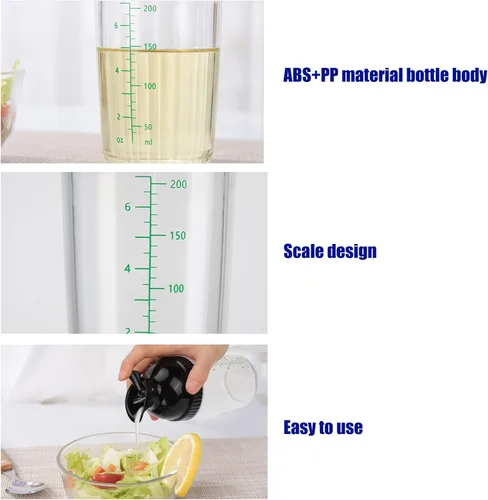 Vista 5 de Recipiente para aderezo de ensalada de 6.8 fl oz, botella mezcladora de aderezo de ensalada con tapa antigoteo para aderezos de ensalada, aceite