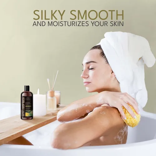 Vista 3 de Gel de baño natural para mujeres, hombres y niños, limón orgánico, 12 onzas, pH 5.5, mejor equilibrio de pH, jabón líquido para todo
