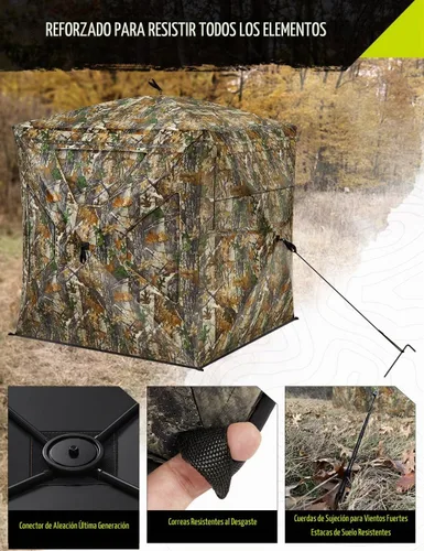 Vista 5 de TIDEWE Hunting Blind 270°Full See Through with Windproof Curtain, Silent Magnetic Door & Sliding Windows, Pop Up Ground Blind with Carrying Bag