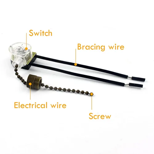 Vista 2 de VIPMOON Zing Ear ZE-109 - Juego de 3 interruptores de luz de ventilador de techo, interruptor de luz de dos cables con cables de tracción