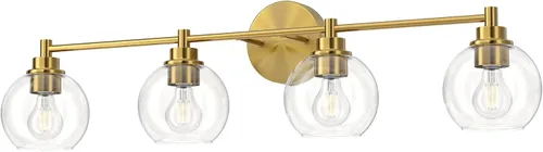 Vista 14 de VONLUCE Accesorios de iluminación de baño, luz de tocador de baño de 2 luces con pantallas de vidrio globo E26, luces de tocador para dormitorio