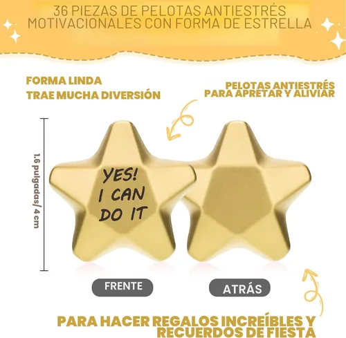 Vista 2 de Deekin 36 bolas de estrés con forma de estrella, minibolas de espuma, juguetes para aliviar el estrés para adolescentes y adultos, rellenos