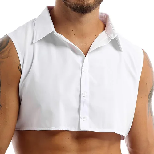 Vista 2 de Cuello falso desmontable Dickey cuello sólido medias camisas falso cuello para hombre joven