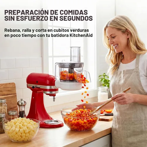 Vista 2 de Procesador de alimentos para KitchenAid, picadora de alimentos vegetales 5 en 1 para KitchenAid, incluye cortar en cubitos, triturar, moler salsa