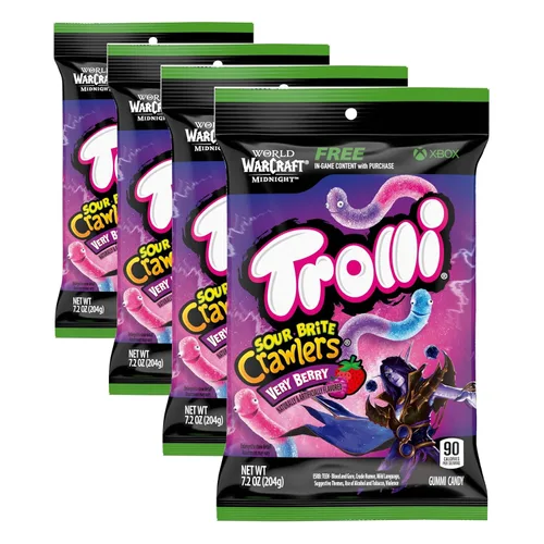 Vista 12 de Trolli Sour Brite Crawlers, caramelos, ponche de frutas, agridulce, gusanos gomosos, 7.2 onzas