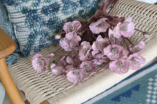 Vista 4 de IPOPU Flores de amapola rosadas, 8 unidades, flores artificiales de seda con tallos, arreglos florales de seda para centros de mesa de boda, centros