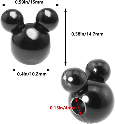 Vista 5 de 150 piezas de 0.591 in DIY pulsera collar joyería hecho a mano artesanía fabricación Mickey Mouse cabeza cuentas acrílicas agujero grande pastel