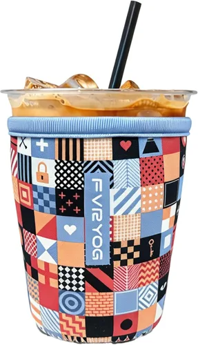 Vista 62 de Fundas de neopreno reutilizables aisladas para café helado, fundas para tazas de café helado, fundas para bebidas heladas y calientes