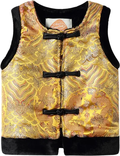 Vista 12 de Mud Kingdom Chaleco de forro polar para niños con forro cálido tradicional chino con botones de Año Nuevo Azul