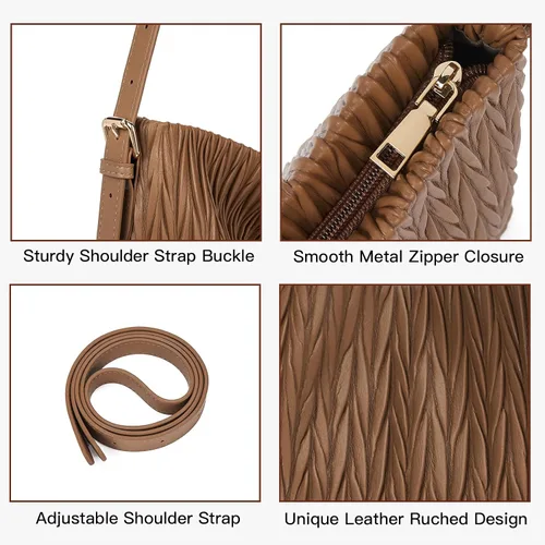 Vista 5 de Telena Bolsos Hobo de cuero para mujer, bolsos cruzados grandes para mujer, a la moda, con correa ajustable