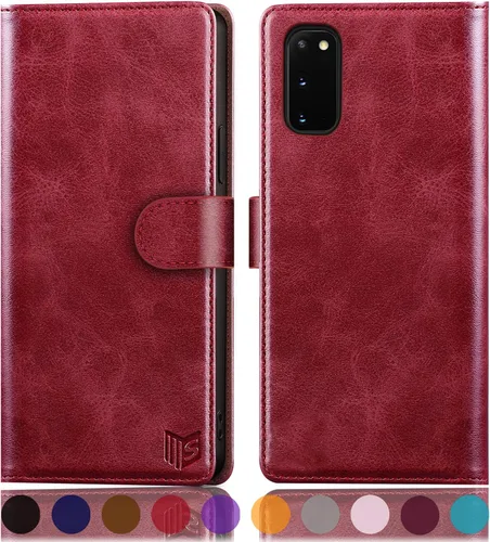 Vista 10 de SUANPOT Funda de piel tipo cartera para Samsung Galaxy S20 de 6.2 pulgadas (no S20+/S20 Ultra) con bloqueo RFID, tarjetero de crédito, funda