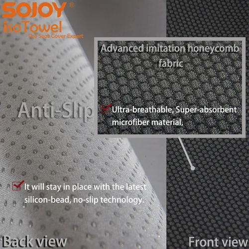Vista 6 de Sojoy IsoTowel Funda para Asiento Delantero de Automóvil - Protector de Asiento de Automóvil de Microfibra Absorbe Sudor - Secado Rápido