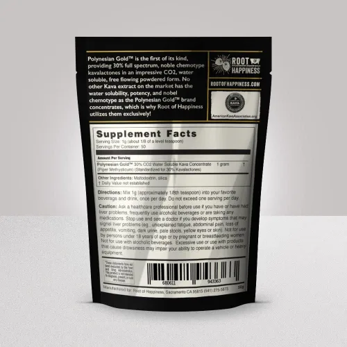 Vista 2 de Polynesian Gold Extracto de Kava de Co2 soluble en agua, bolsa de 1.76 oz