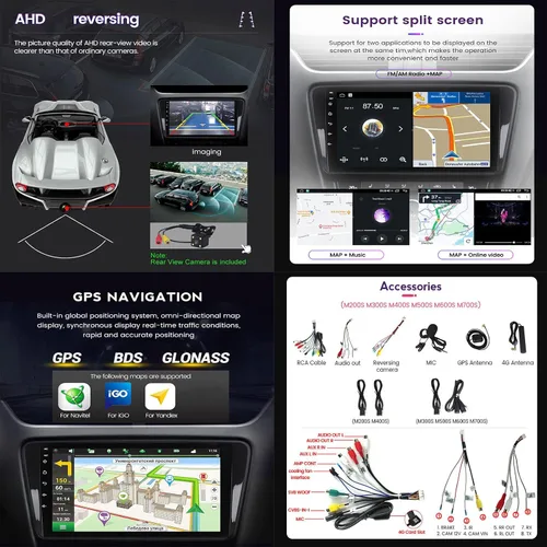 Vista 6 de Radio estéreo de doble DIN para automóvil con Carplay y Android Auto, pantalla táctil de 9 pulgadas en el salpicadero GPS de navegación, Bluetooth
