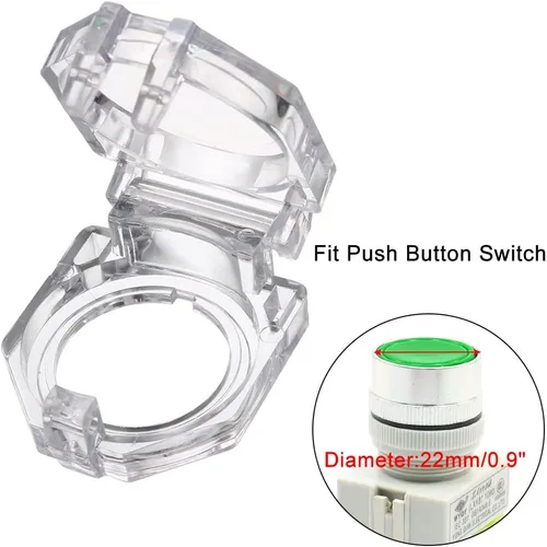 Vista 5 de uxcell 2 protectores de plástico transparente para interruptor de botón de 0.866 in de diámetro