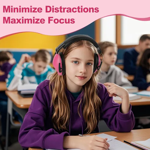 Vista 6 de Auriculares con cancelación de ruido para niños/niños pequeños Rosa rosado