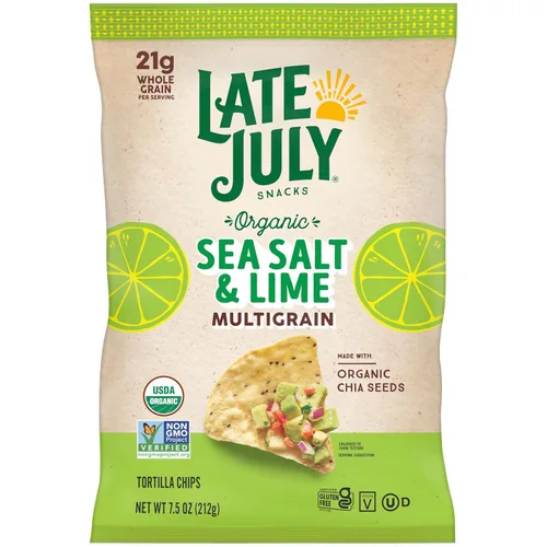 Vista 9 de Late July Chips de tortilla multigrano orgánicos con sal marina, 7.5 onzas